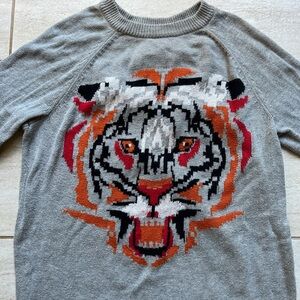 Forever 21 Exclusives Gray Tiger Face Sweater cotton/angora